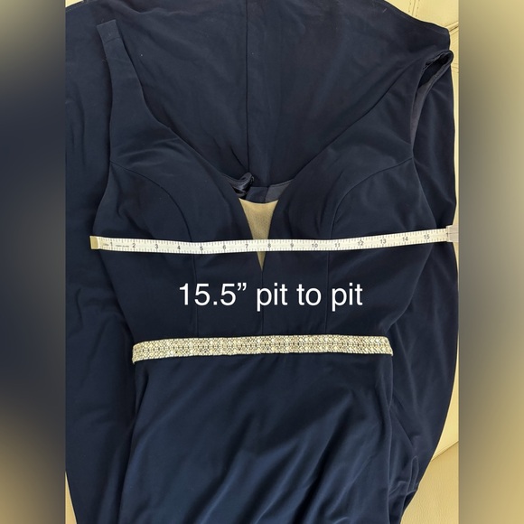 Navy Blue Bodycon Gown with gemstone detail - Picture 10 of 13